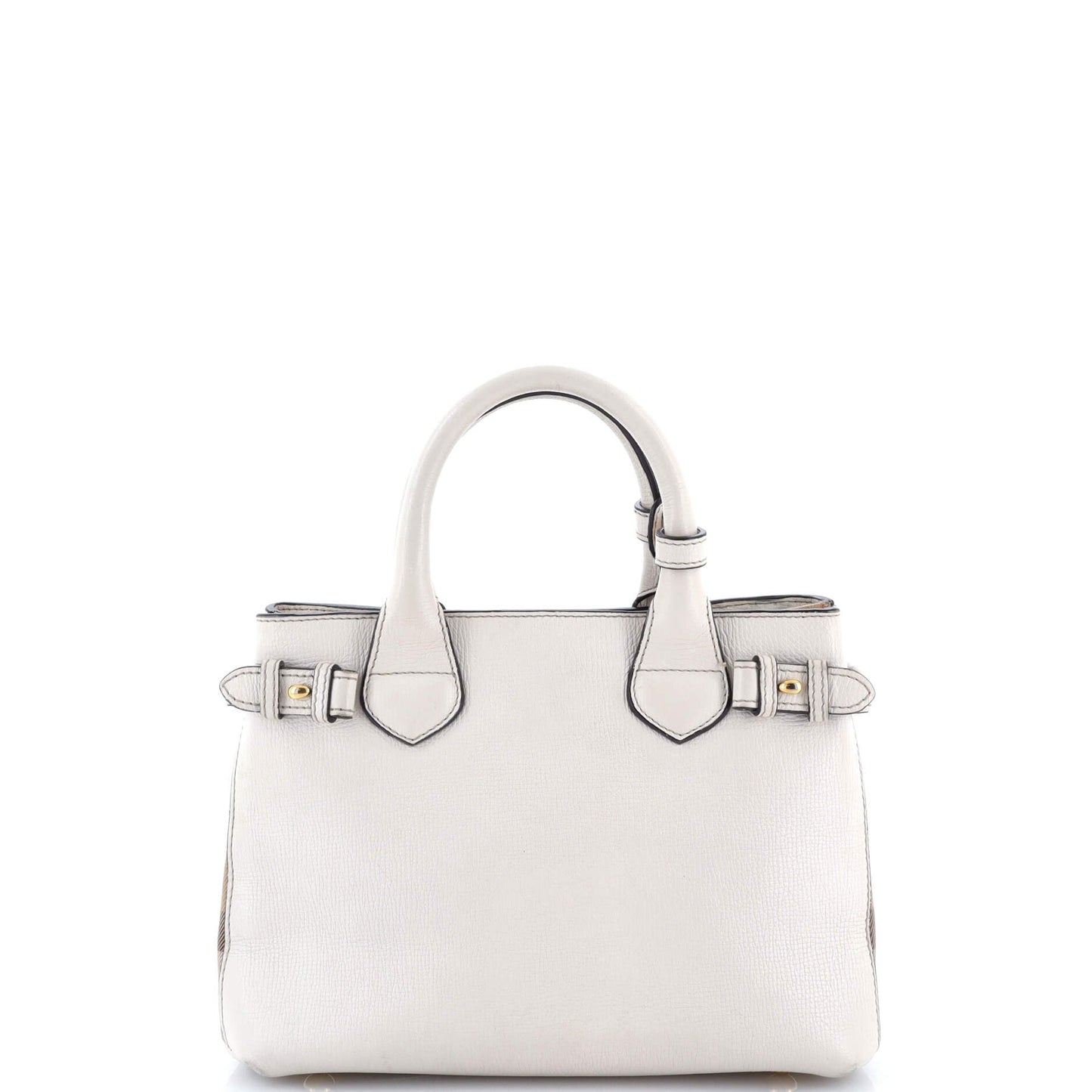 Banner Tote Leather and House Check Canvas Small