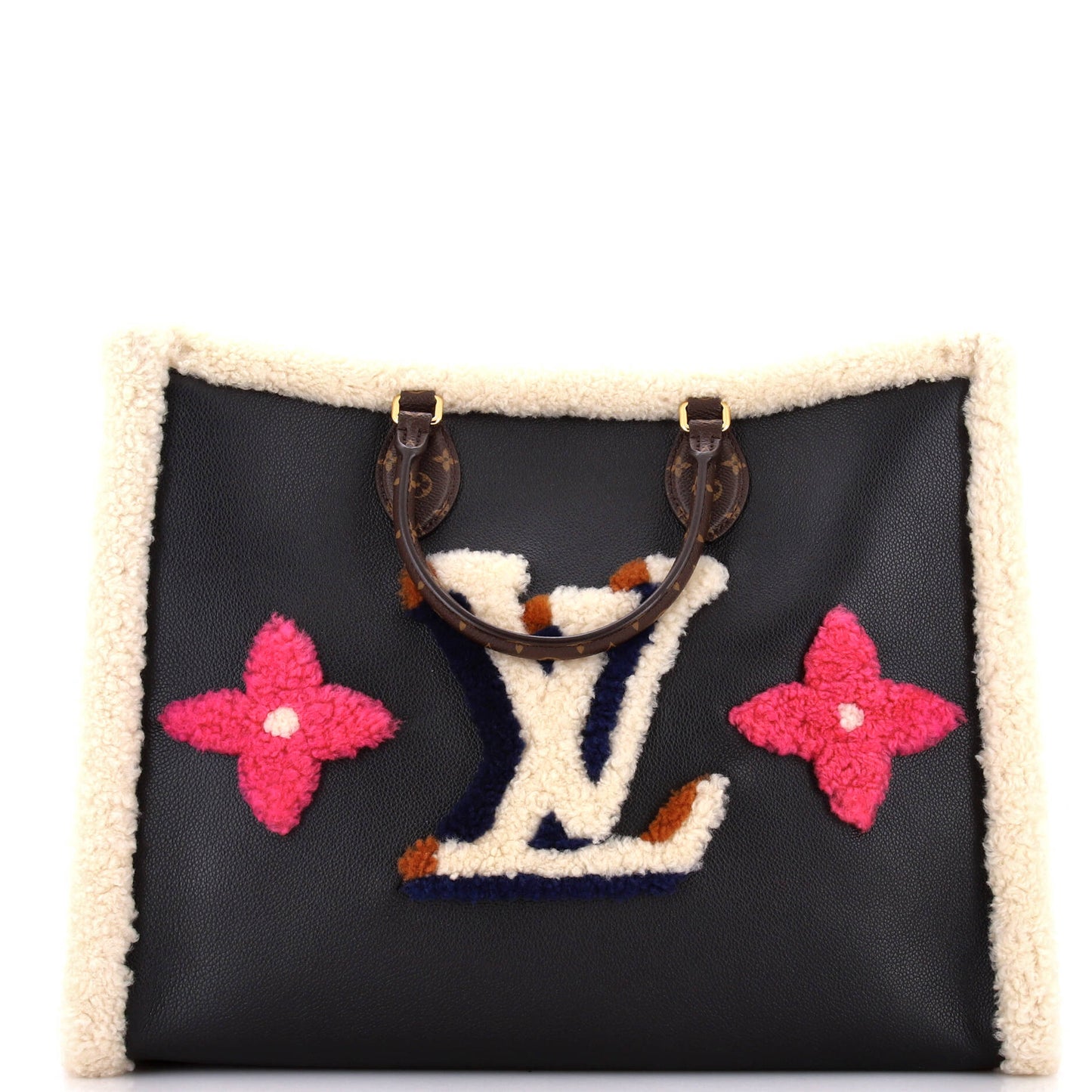 OnTheGo Tote Leather and Monogram Teddy Shearling GM