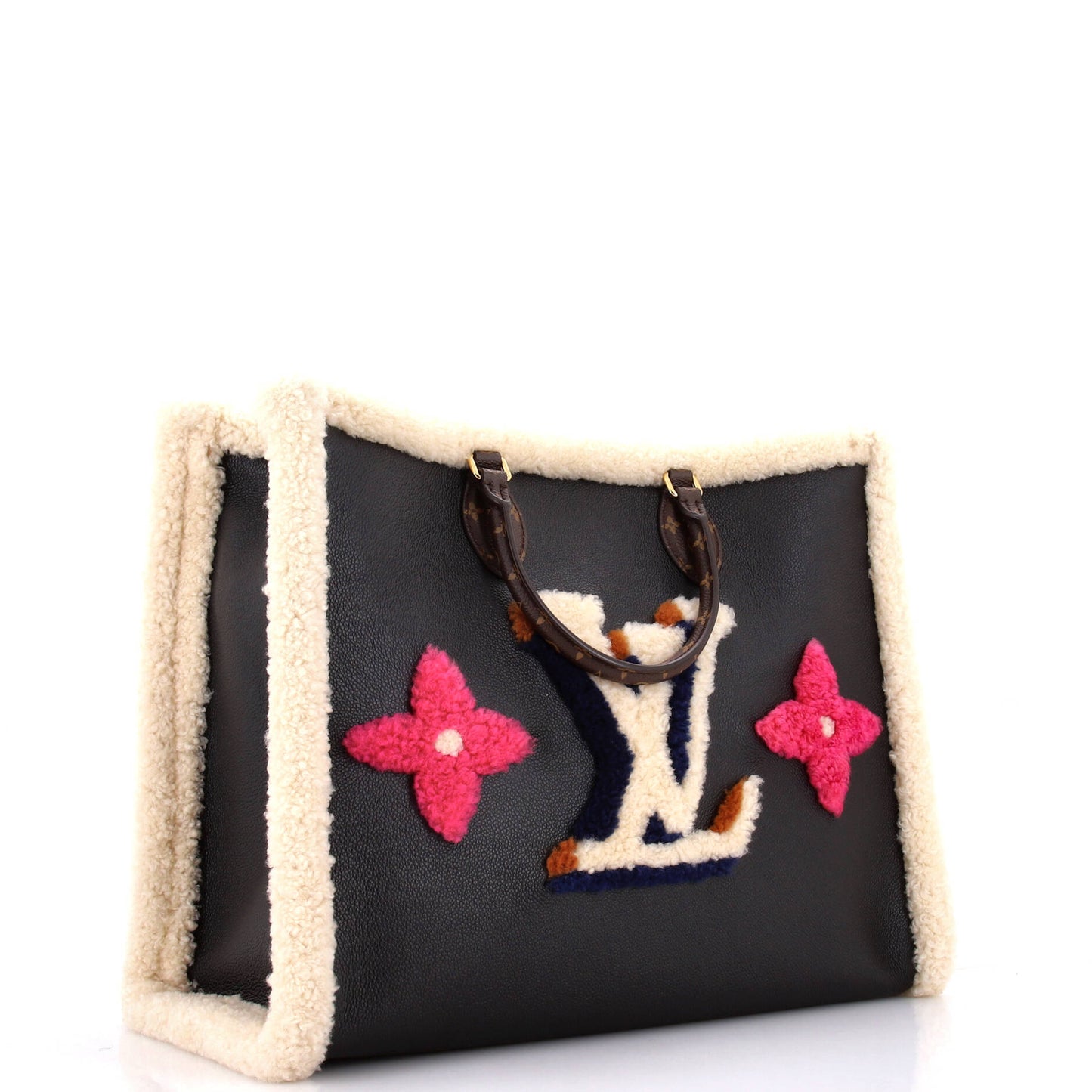 OnTheGo Tote Leather and Monogram Teddy Shearling GM