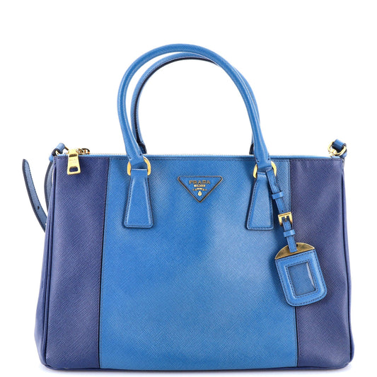 Bicolor Double Zip Lux Tote Saffiano Leather Medium