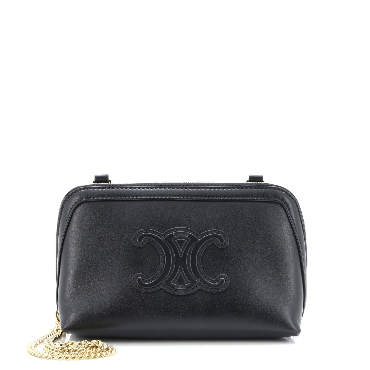 Cuir Triomphe Zip Around Chain Clutch Leather