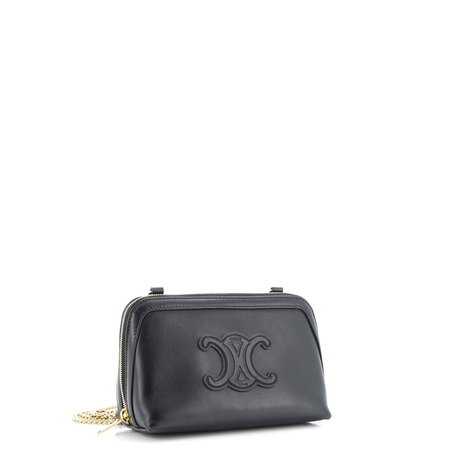 Cuir Triomphe Zip Around Chain Clutch Leather