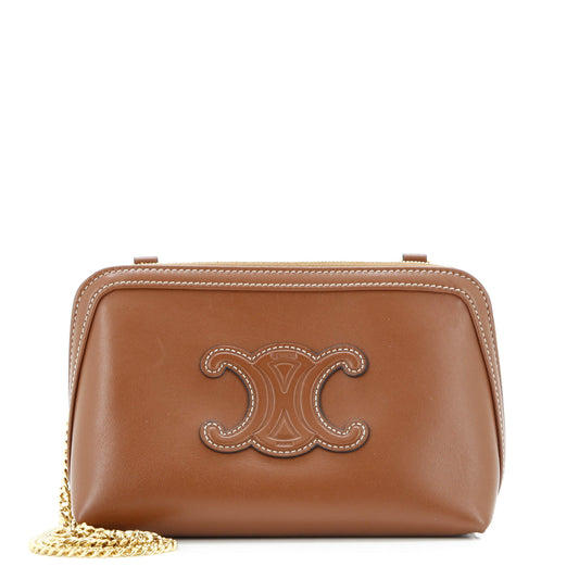 Cuir Triomphe Zip Around Chain Clutch Leather