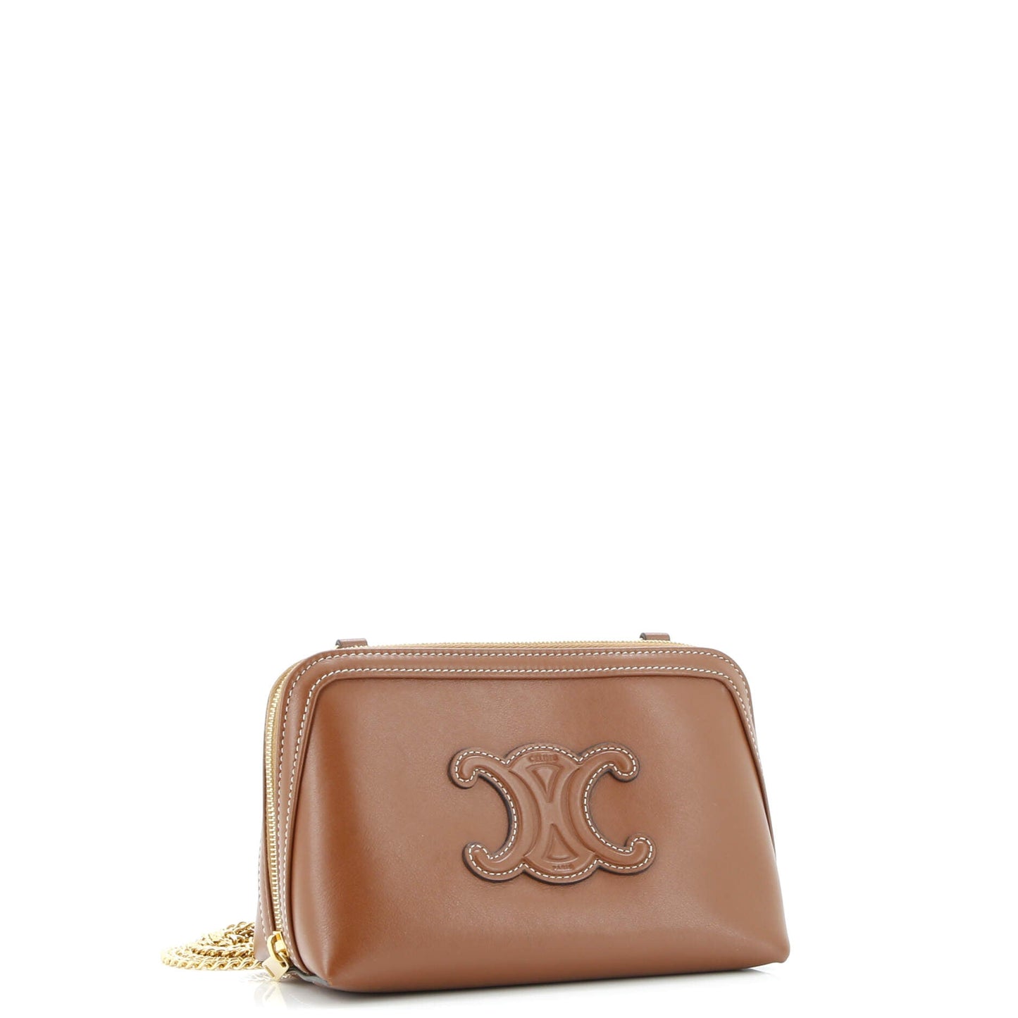 Cuir Triomphe Zip Around Chain Clutch Leather