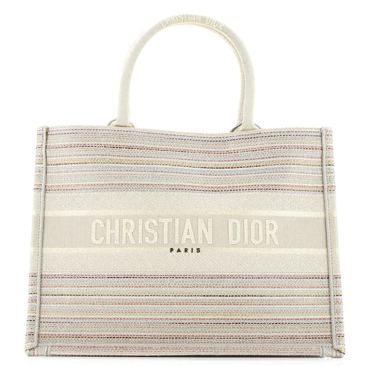 Book Tote Multicolor Stripes Embroidered Canvas Medium