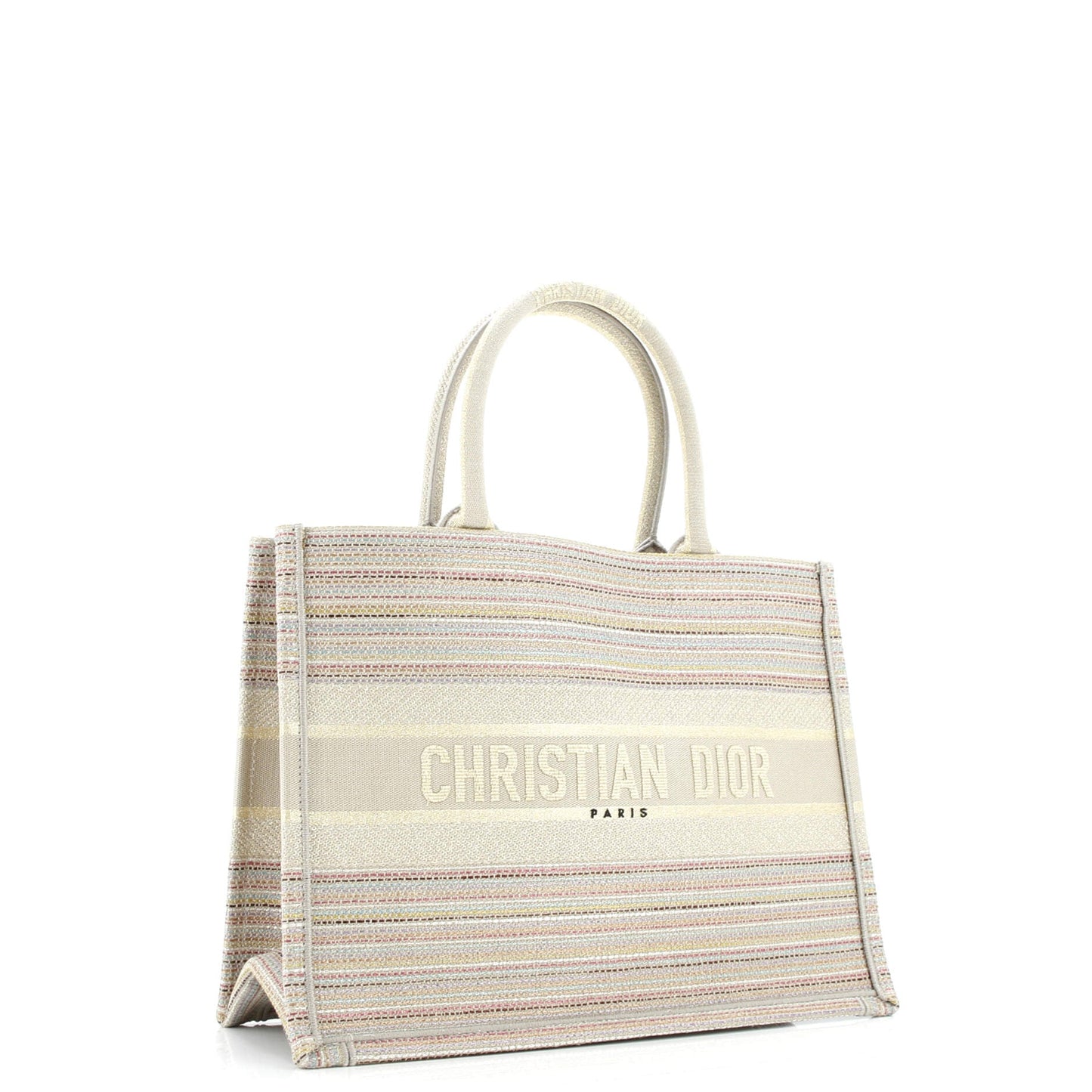 Book Tote Multicolor Stripes Embroidered Canvas Medium