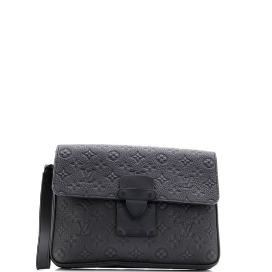 S Lock Clutch Bag Monogram Taurillon Leather