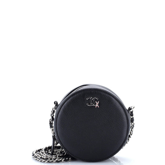 CC Ski Round Clutch with Chain Goatskin Mini