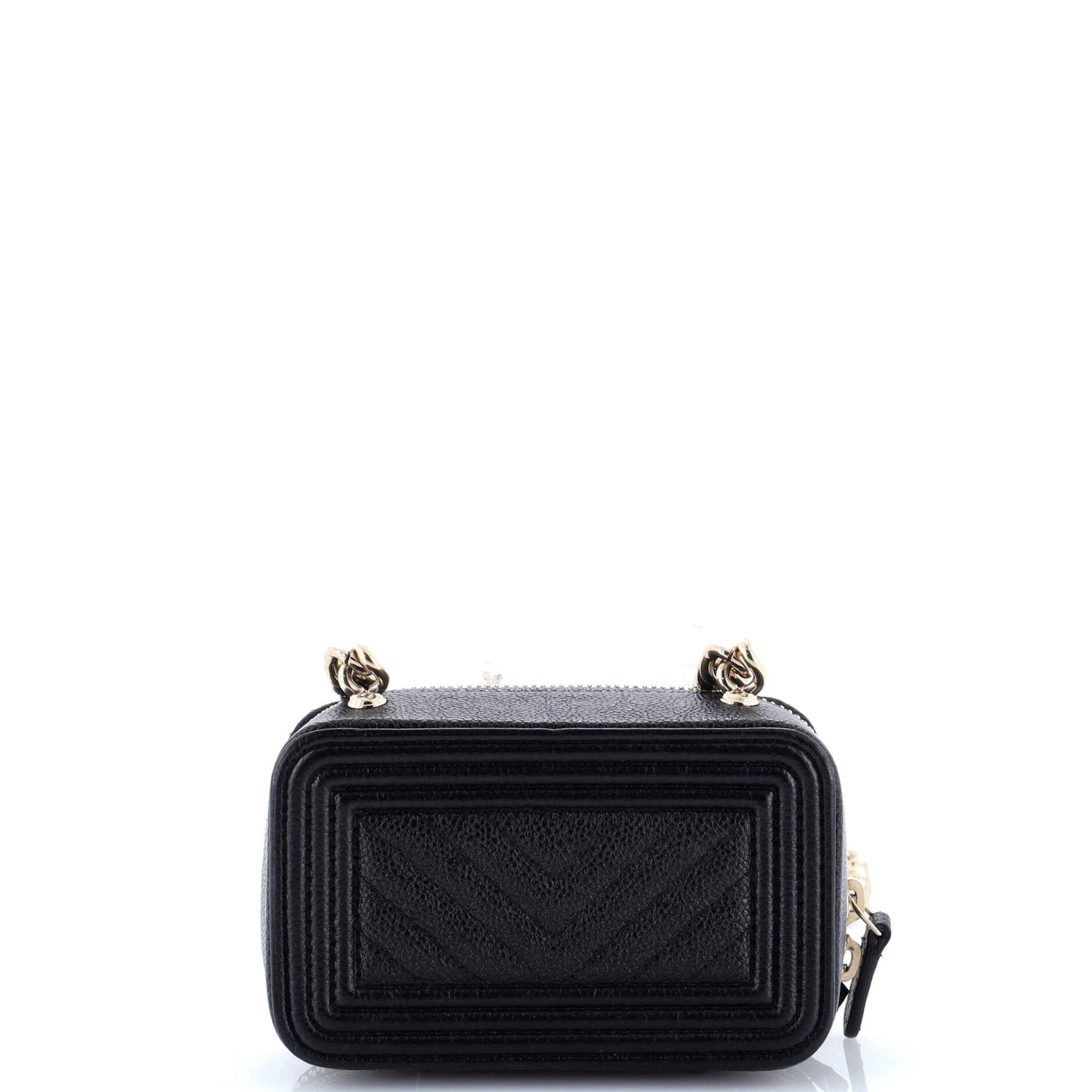 Boy Clutch with Chain Chevron Caviar