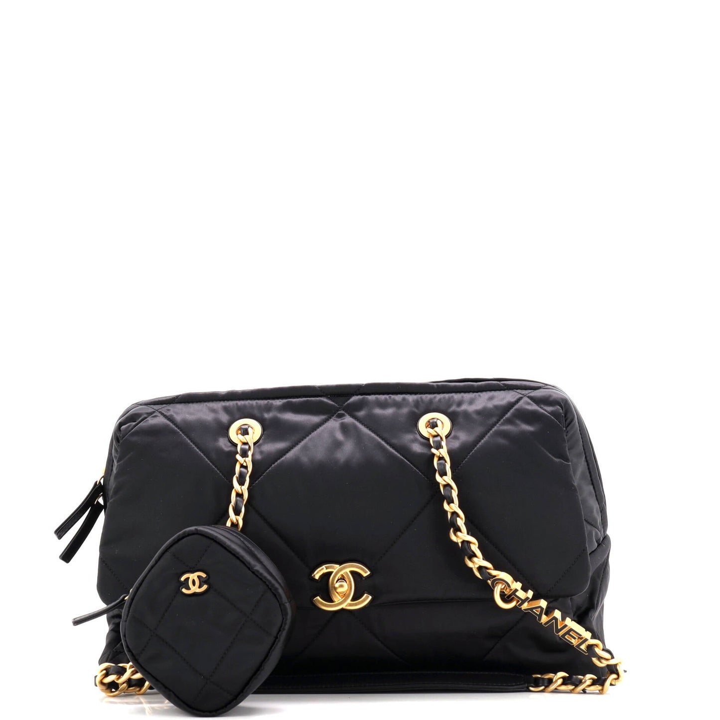 Bowling Tote Bag Quilted Satin Large