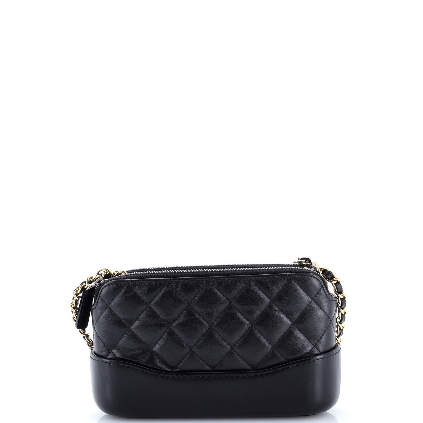 Gabrielle Double Zip Clutch with Chain Quilted Aged Calfskin