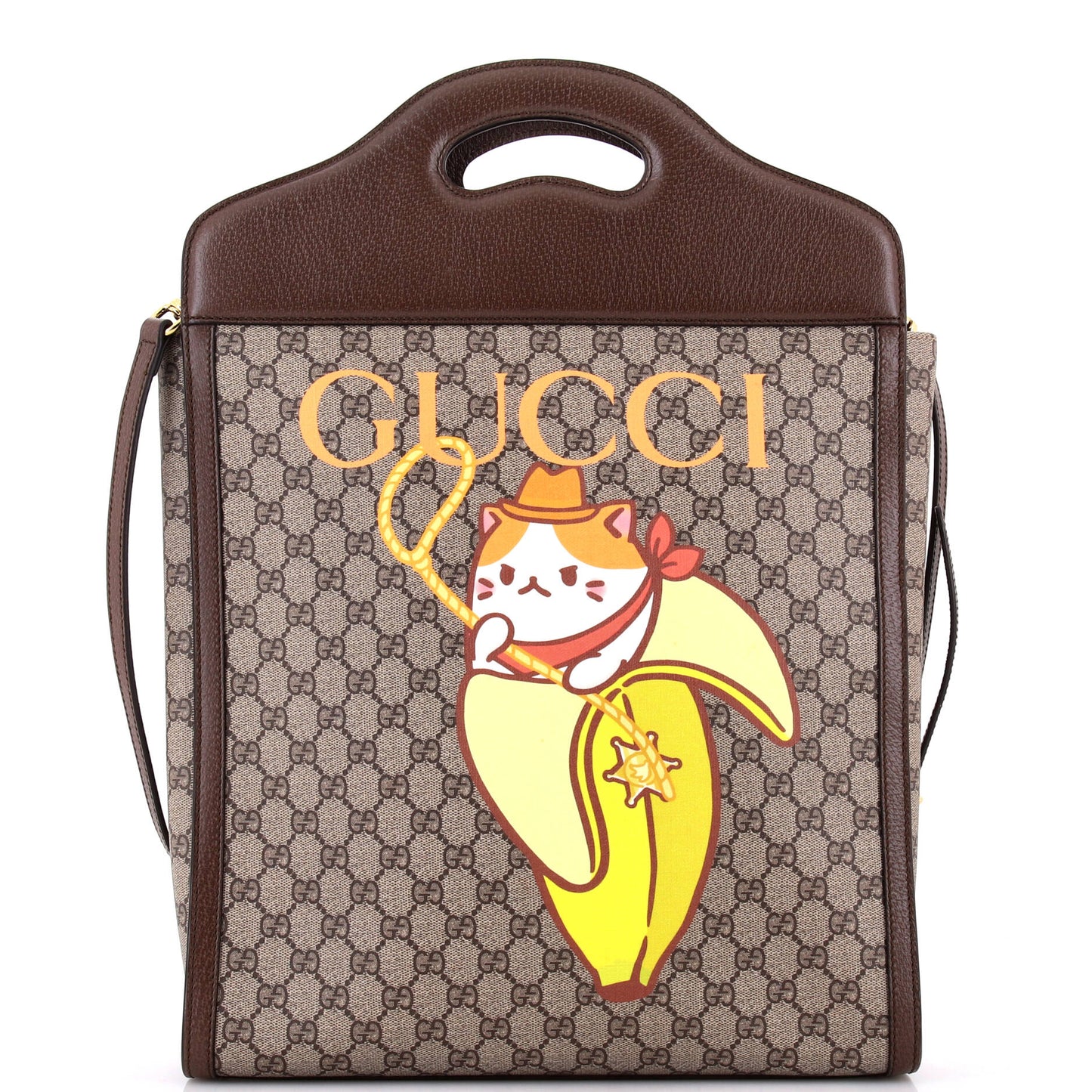 Cut Out Handle Tote Printed GG Coated Canvas