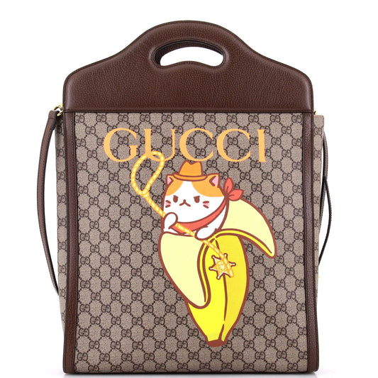 Cut Out Handle Tote Printed GG Coated Canvas