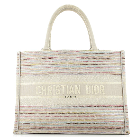 Book Tote Multicolor Stripes Embroidered Canvas Medium