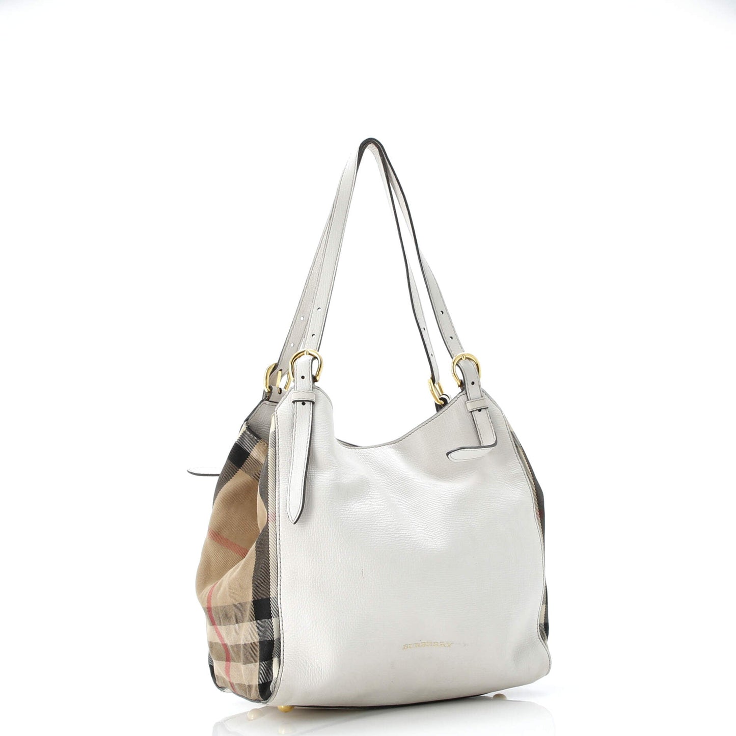 Canterbury Tote Leather and House Check Canvas Small