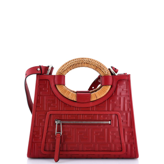 Runaway Shopper Tote Logo Embossed Leather Small