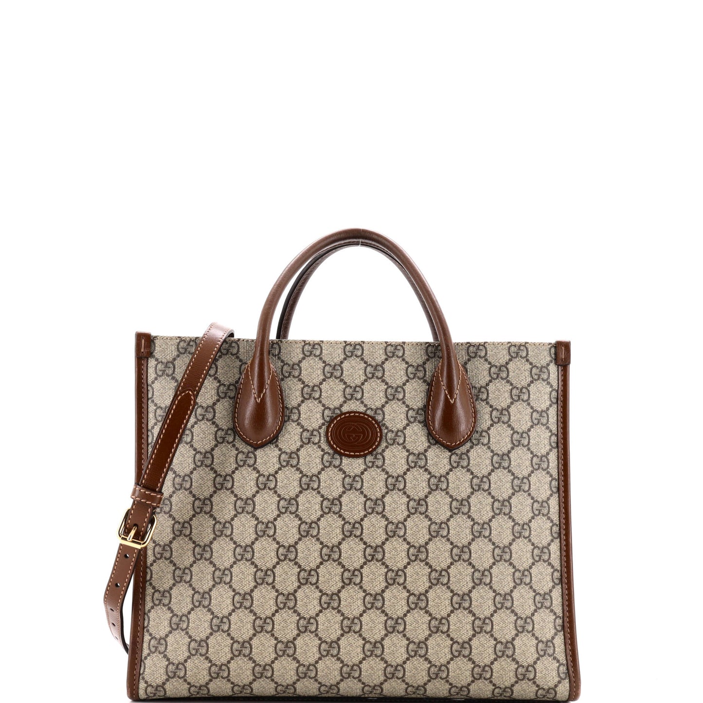 Structured Top Handle Open Tote GG Coated Canvas Small