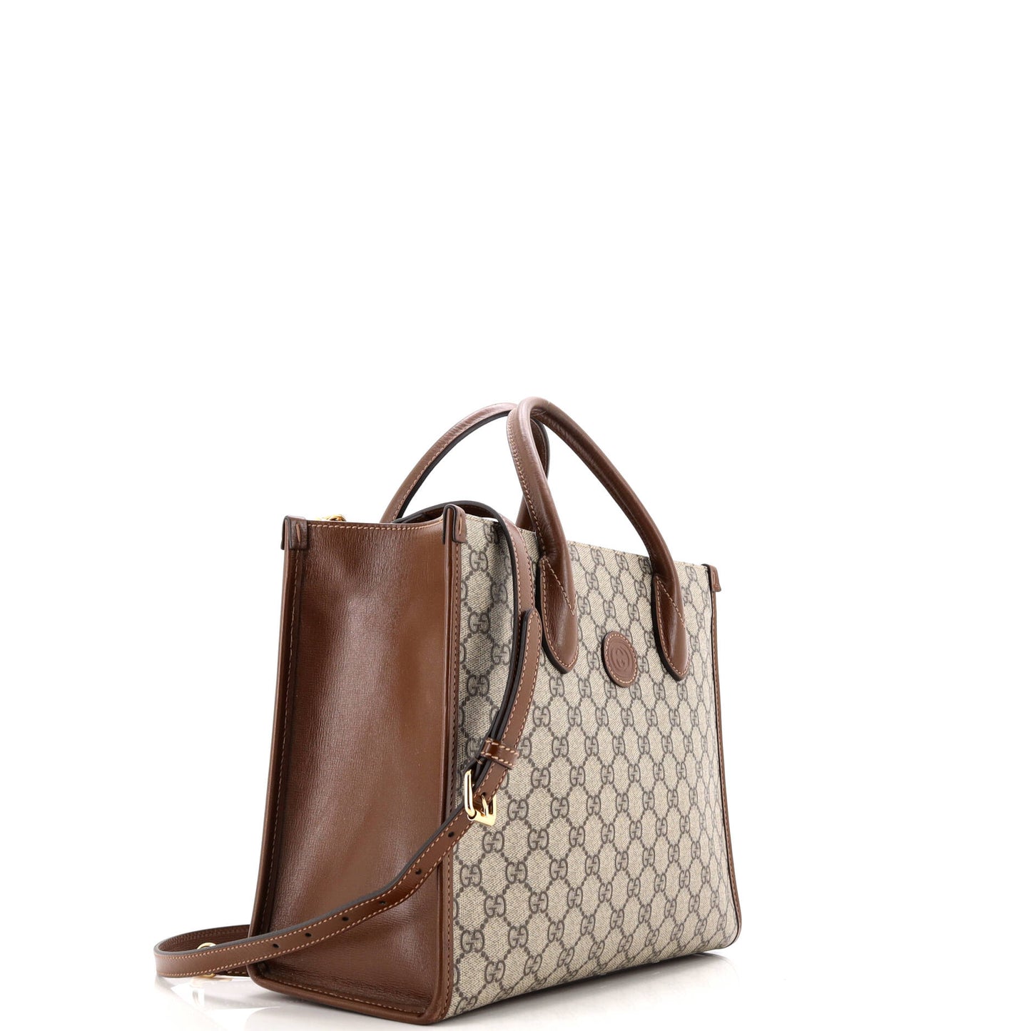 Structured Top Handle Open Tote GG Coated Canvas Small