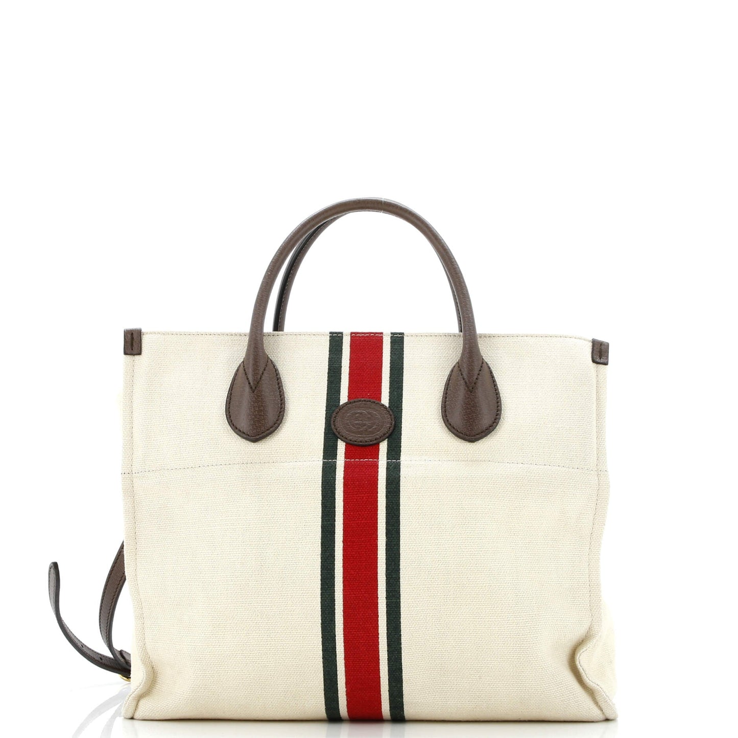 Foldable Web Tote Canvas with Leather Small