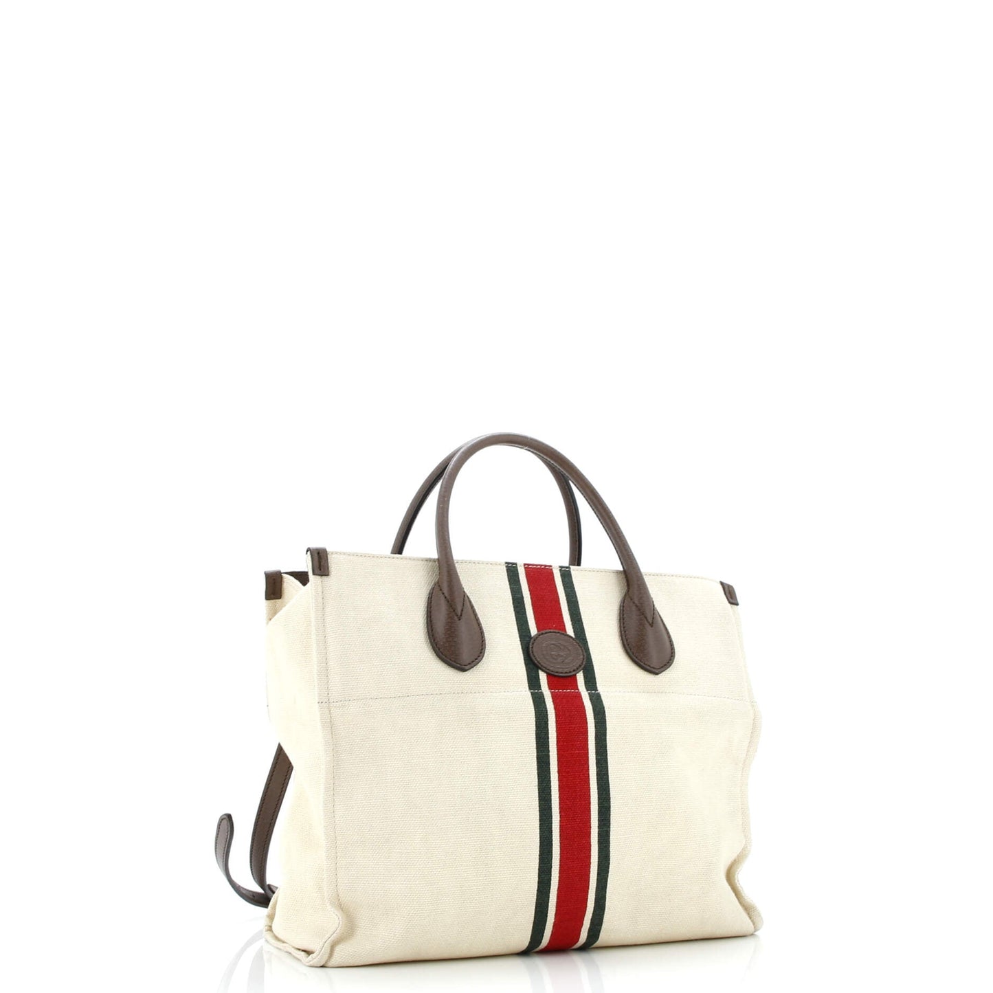 Foldable Web Tote Canvas with Leather Small