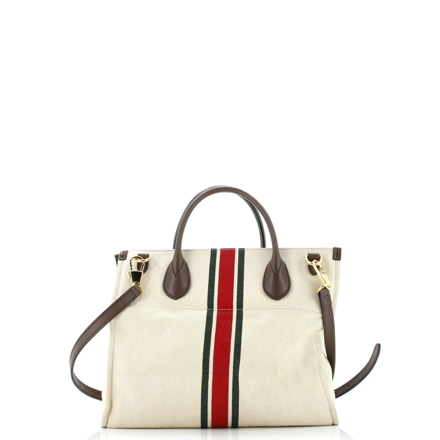 Foldable Web Tote Canvas with Leather Small