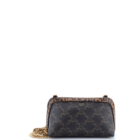 Zip Around Chain Clutch Triomphe Coated Canvas