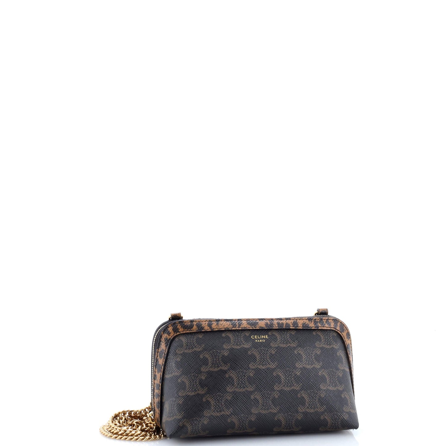 Zip Around Chain Clutch Triomphe Coated Canvas