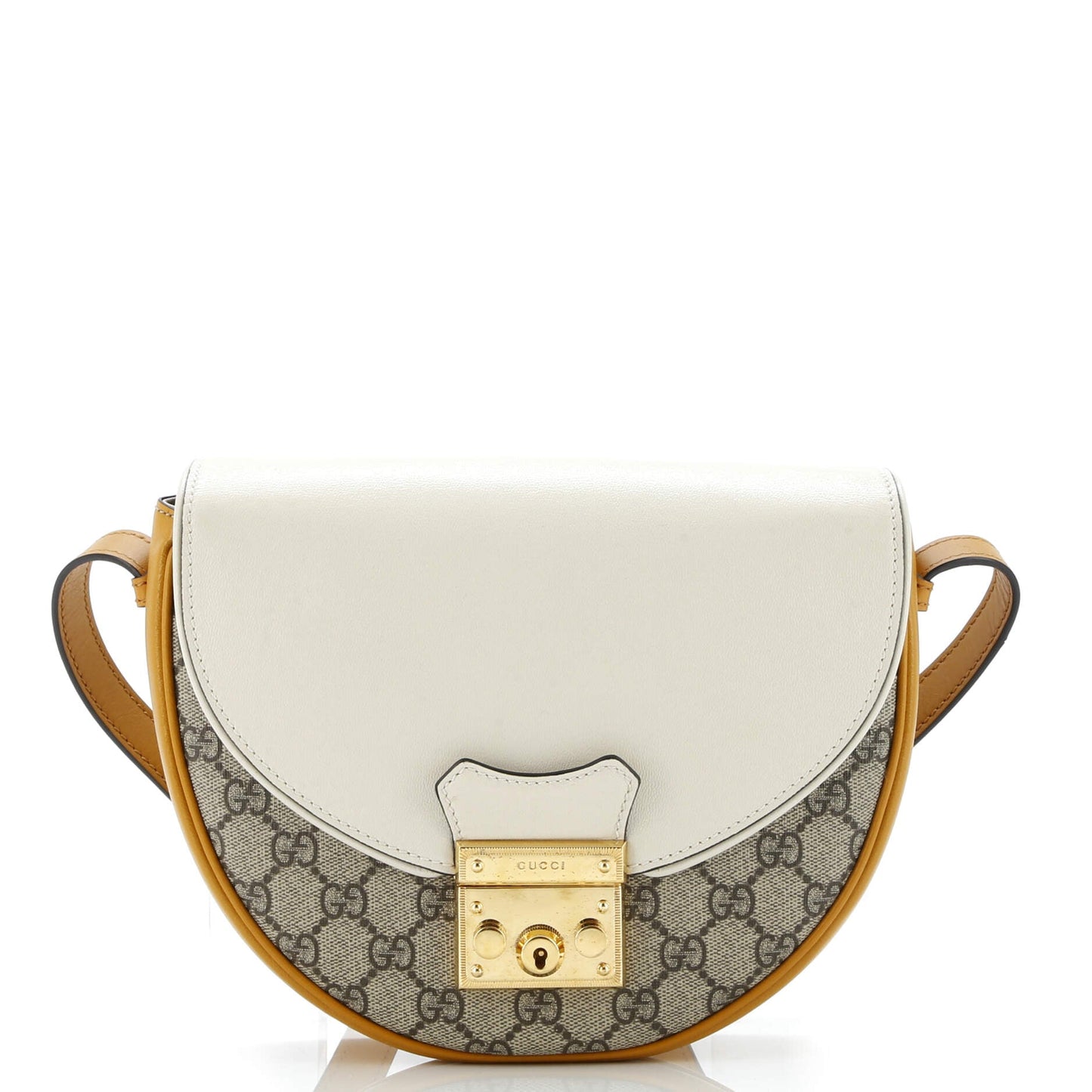 Padlock Saddle Shoulder Bag GG Coated Canvas and Leather Small