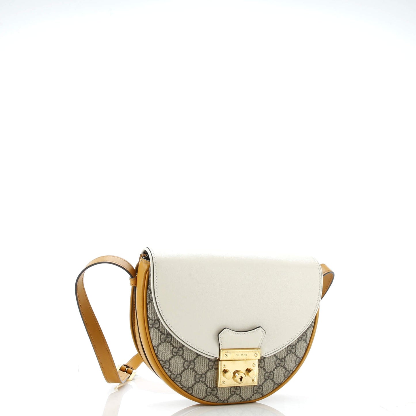 Padlock Saddle Shoulder Bag GG Coated Canvas and Leather Small