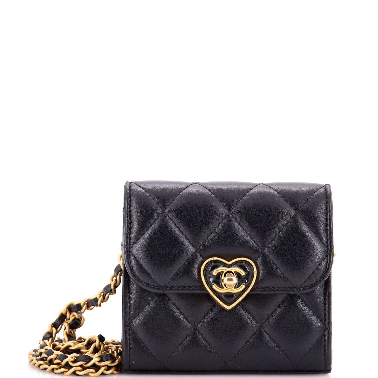 Coco Love CC Heart Clutch with Chain Quilted Lambskin Mini