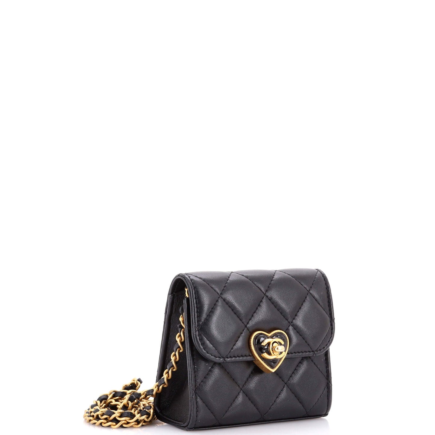 Coco Love CC Heart Clutch with Chain Quilted Lambskin Mini