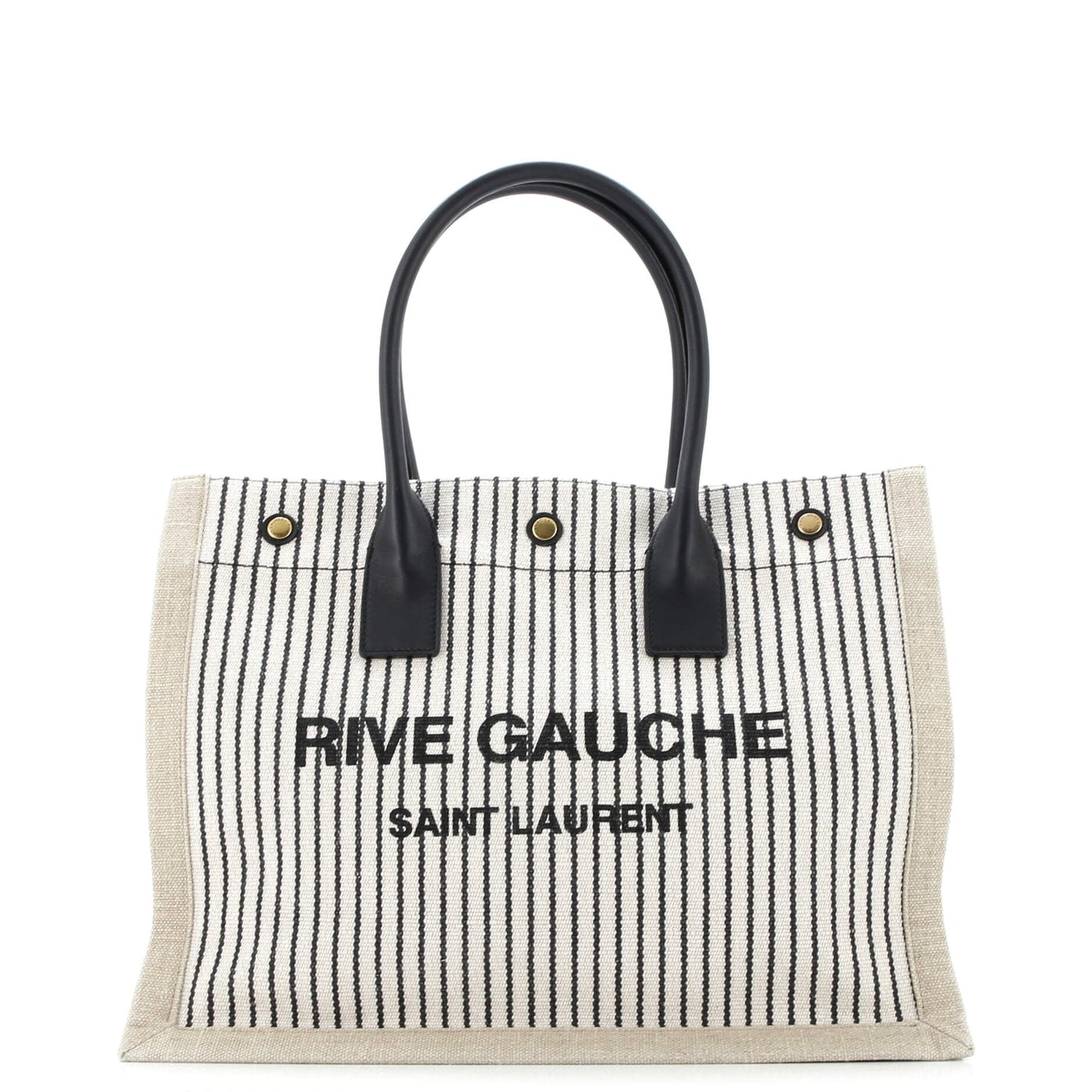 Rive Gauche Shopper Tote Striped Canvas Small