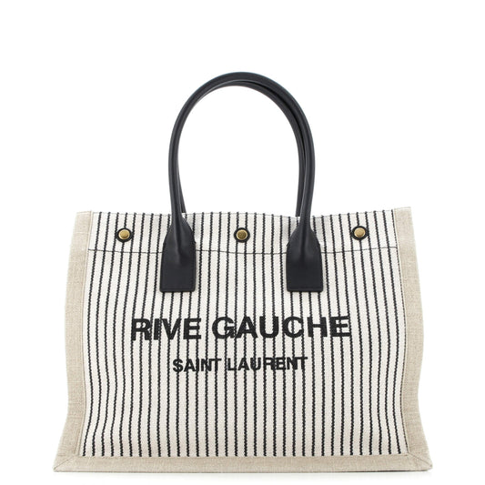 Rive Gauche Shopper Tote Striped Canvas Small