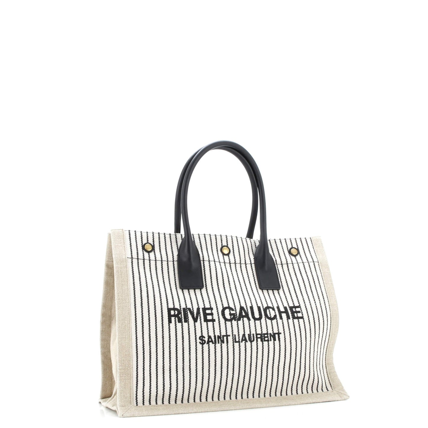 Rive Gauche Shopper Tote Striped Canvas Small