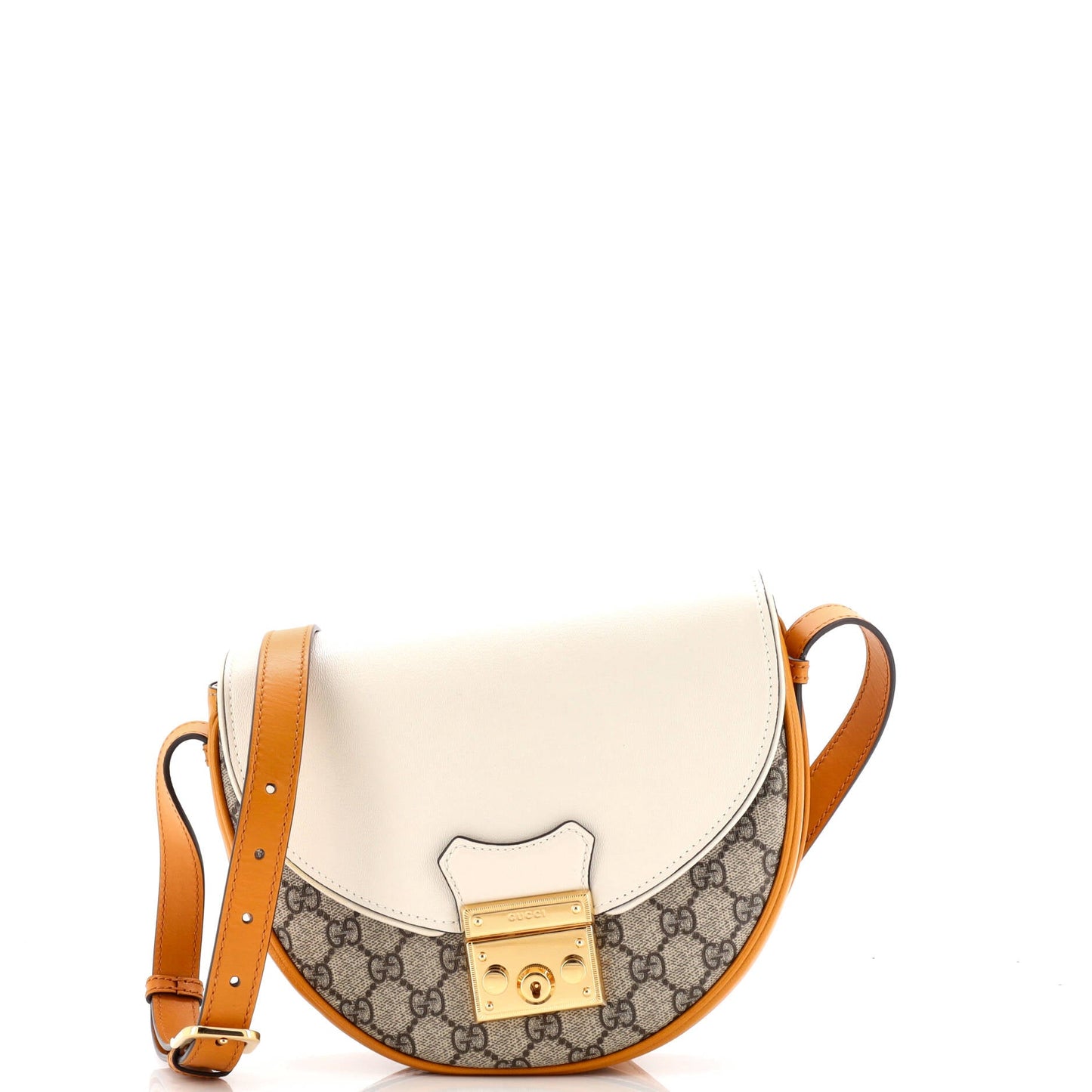 Padlock Saddle Shoulder Bag GG Coated Canvas and Leather Small