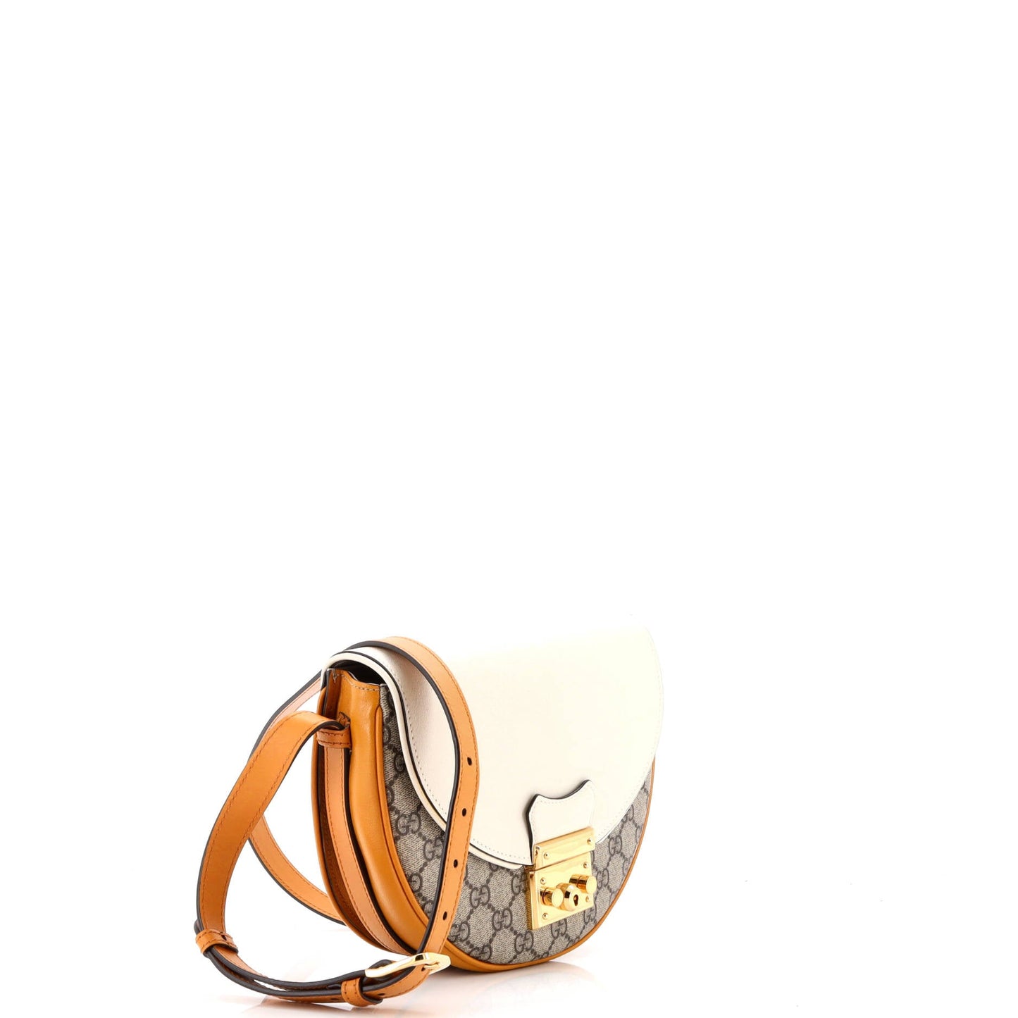 Padlock Saddle Shoulder Bag GG Coated Canvas and Leather Small