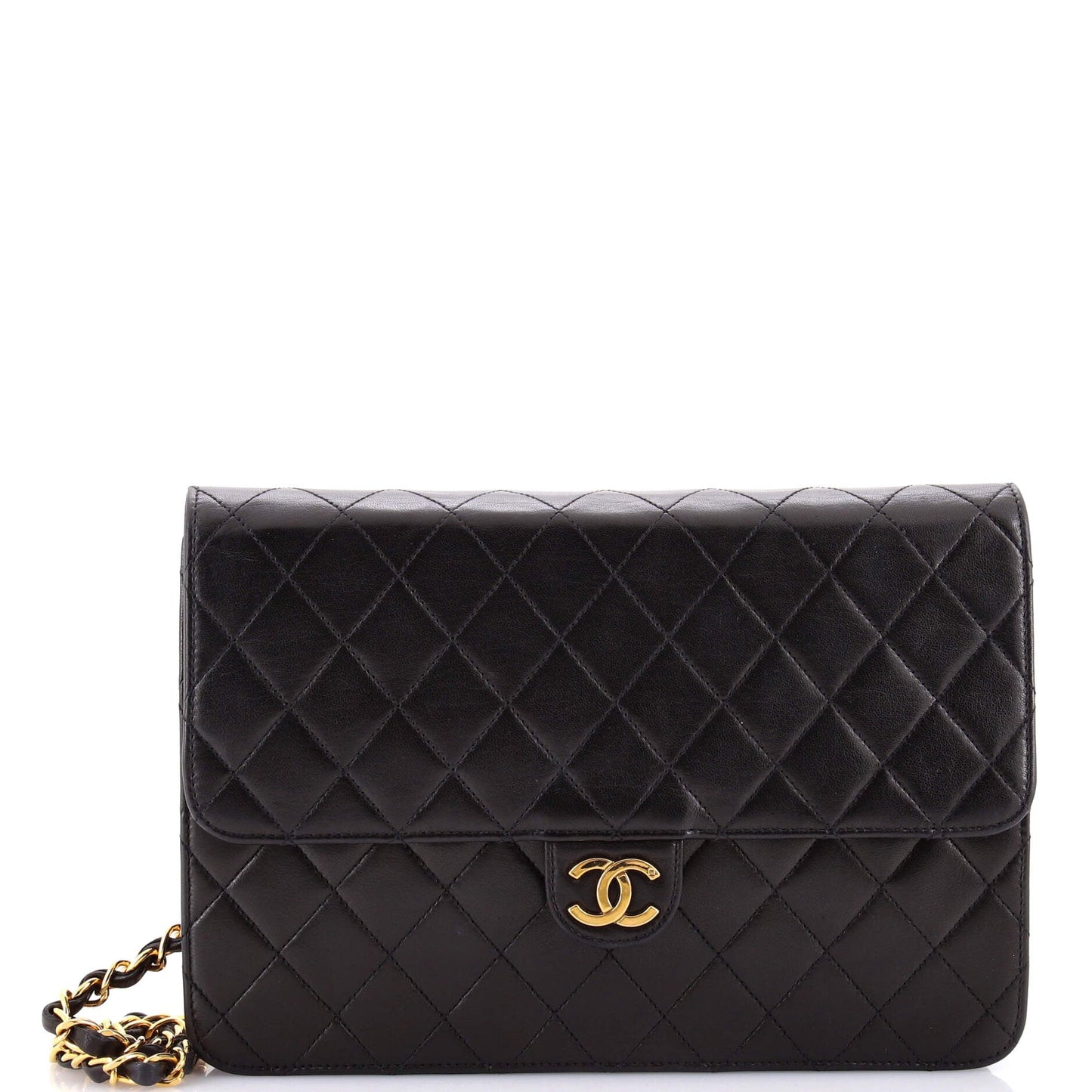 Vintage Clutch with Chain Quilted Leather Medium