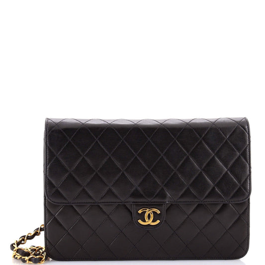 Vintage Clutch with Chain Quilted Leather Medium