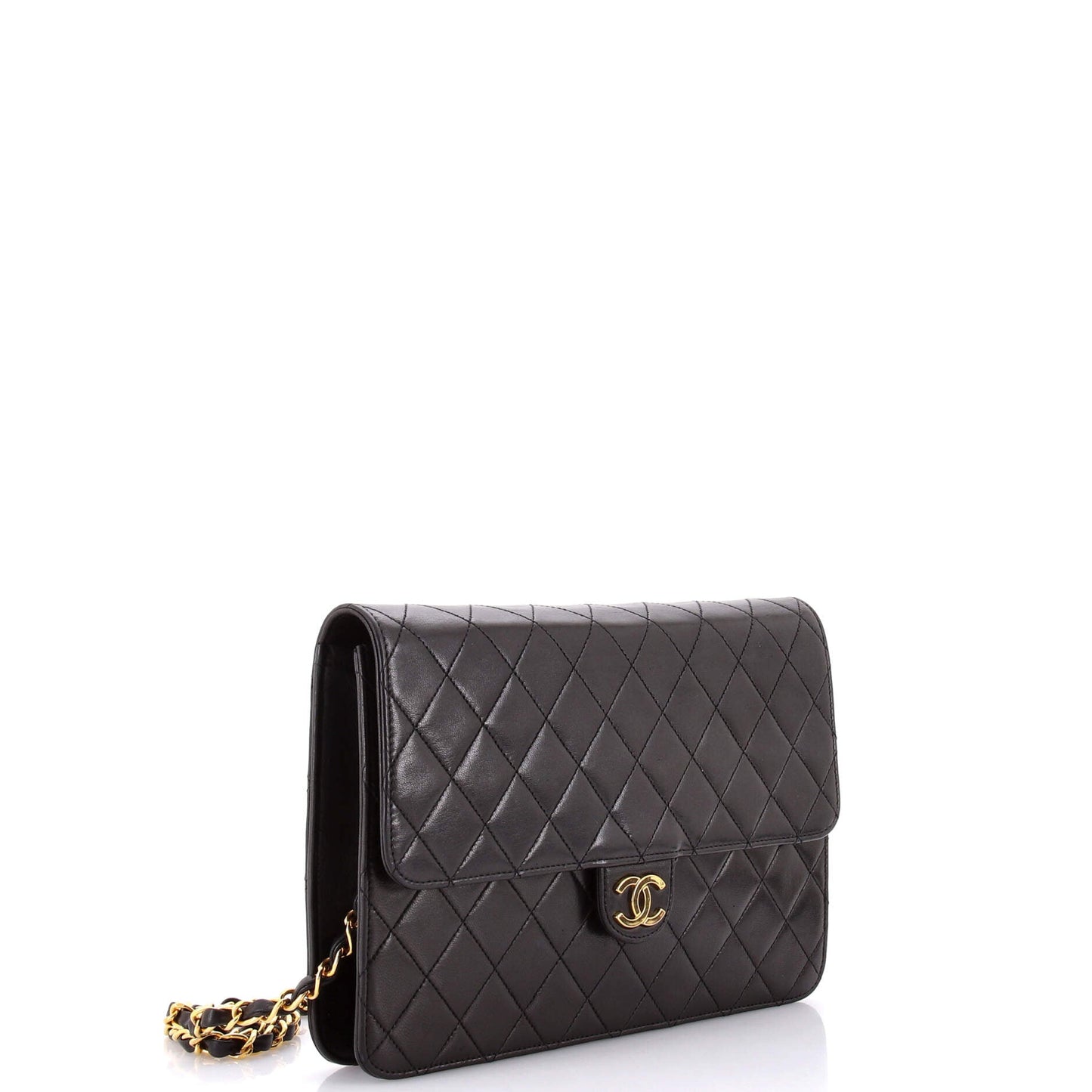 Vintage Clutch with Chain Quilted Leather Medium