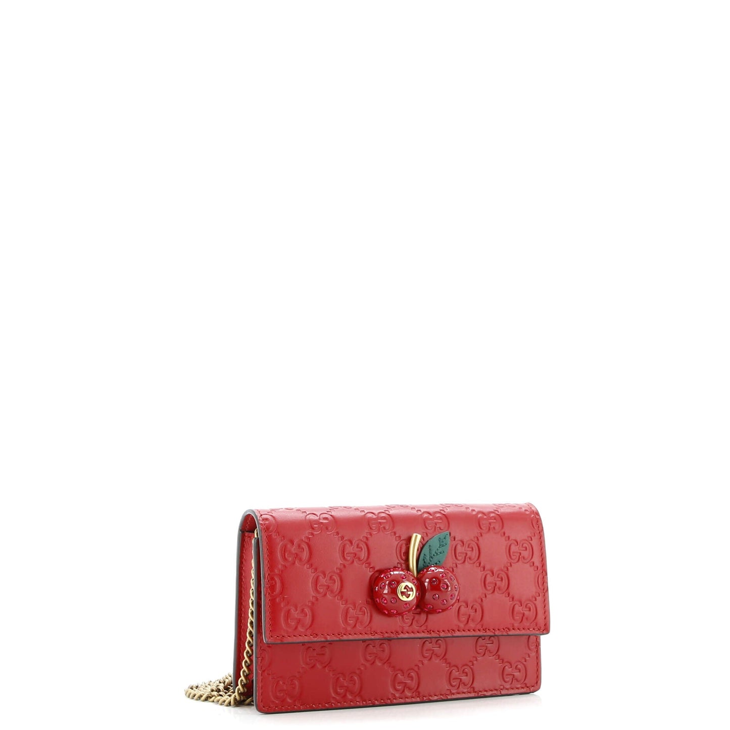 Cherries Wallet on Chain Guccissima Leather Mini