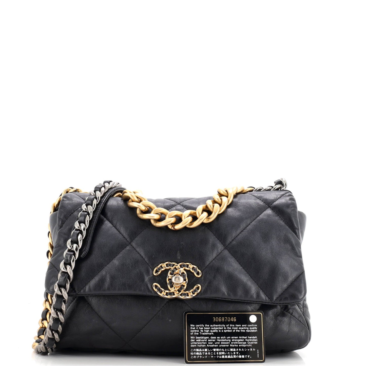 19 Flap Bag Quilted Leather Large