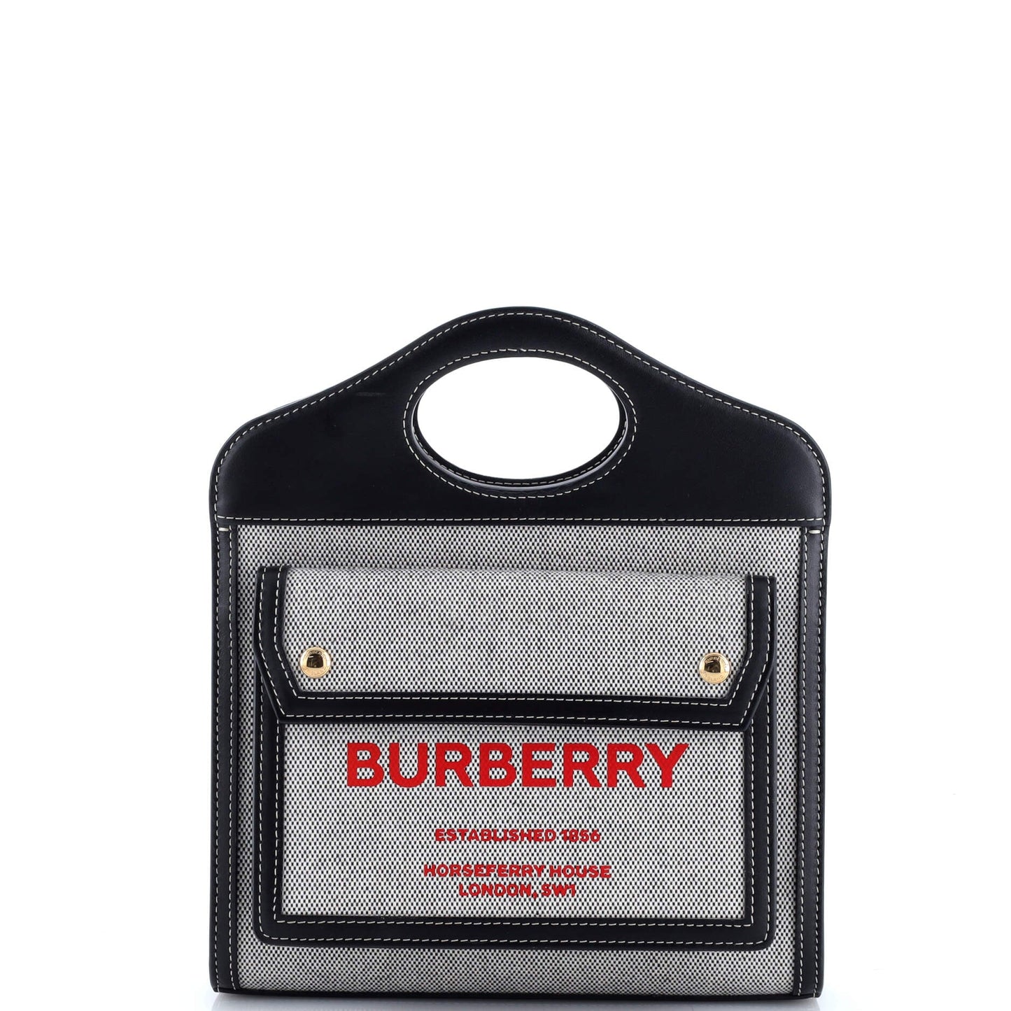 Logo Pocket Tote Canvas with Leather Mini