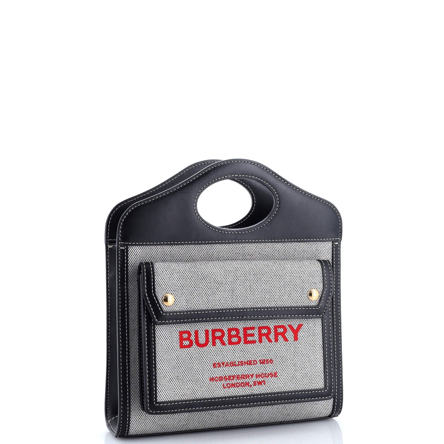 Logo Pocket Tote Canvas with Leather Mini