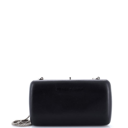 Logo Convertible Chain Box Clutch Leather