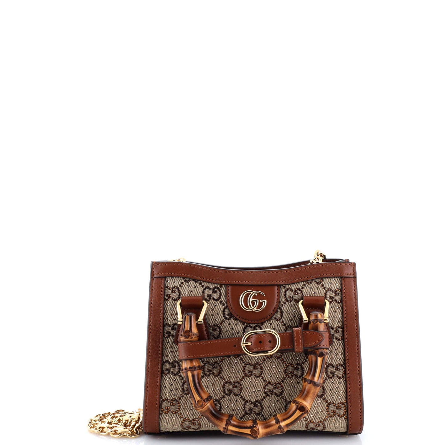 Diana NM Bamboo Handle Tote Crystal Embellished GG Canvas Mini