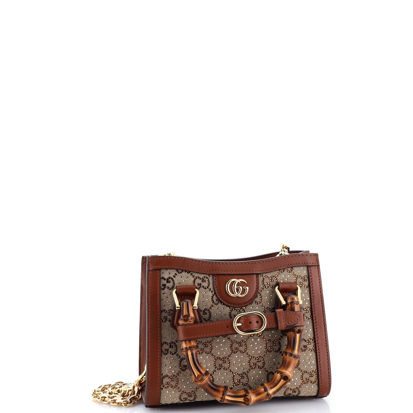 Diana NM Bamboo Handle Tote Crystal Embellished GG Canvas Mini