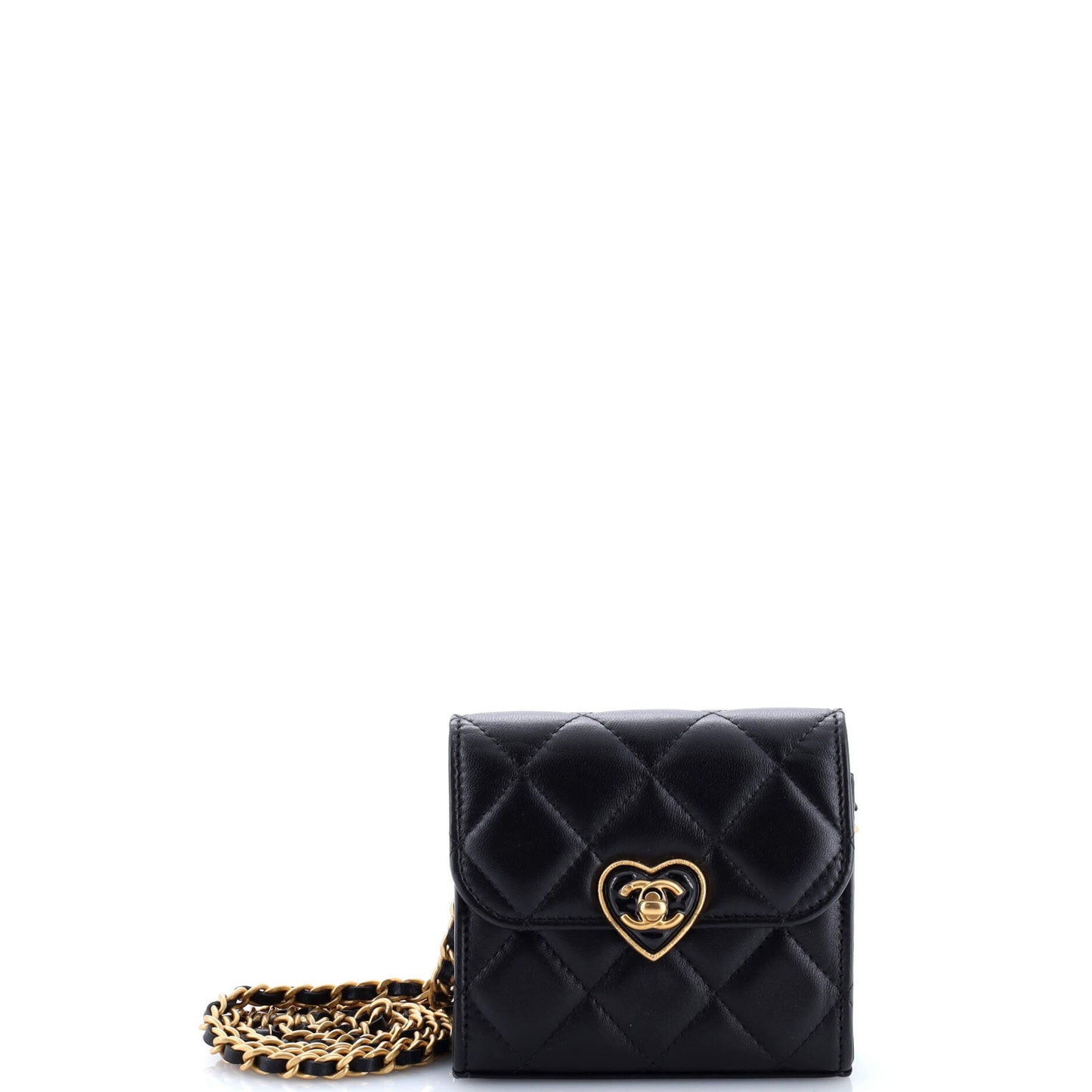 Coco Love CC Heart Clutch with Chain Quilted Lambskin Mini