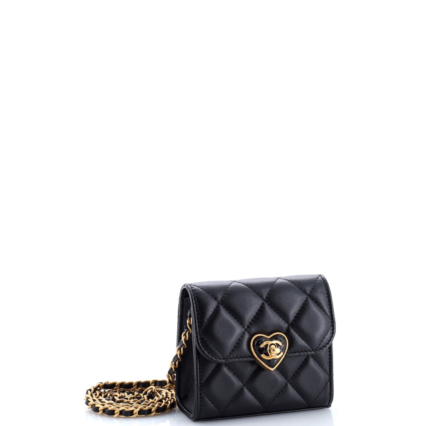 Coco Love CC Heart Clutch with Chain Quilted Lambskin Mini