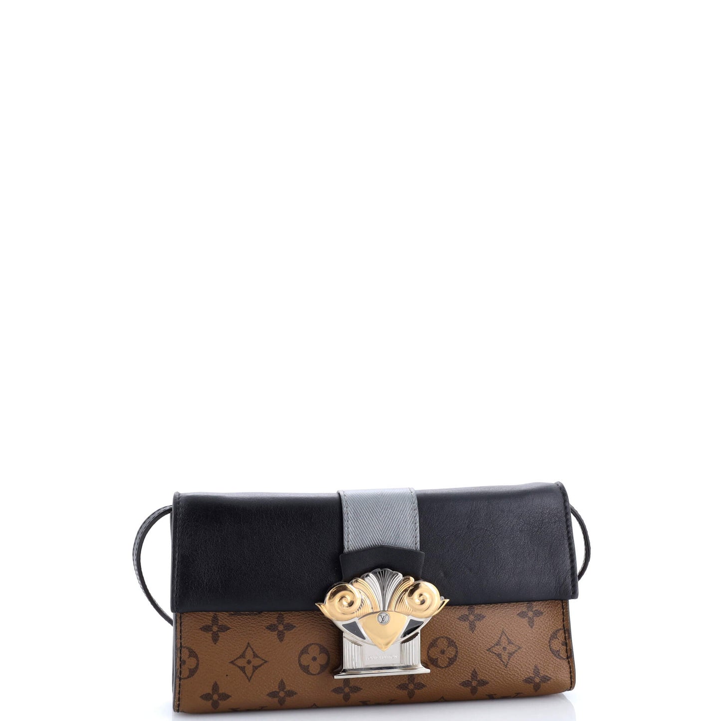 Column Clutch Reverse Monogram Canvas with Calfskin