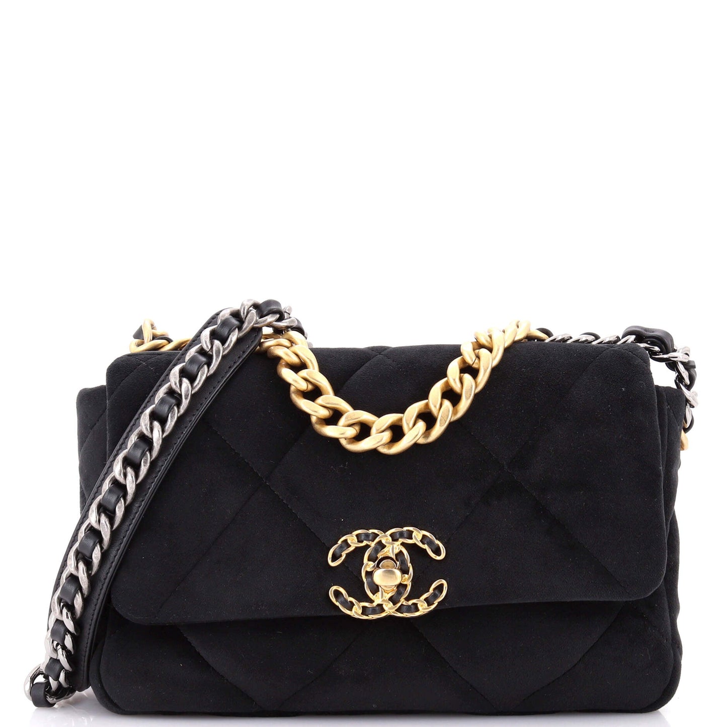 19 Flap Bag Quilted Velvet Medium
